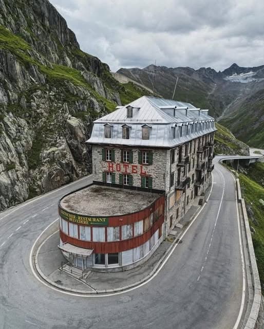 Abandoned hotel in Switzerland used in a James Bond film